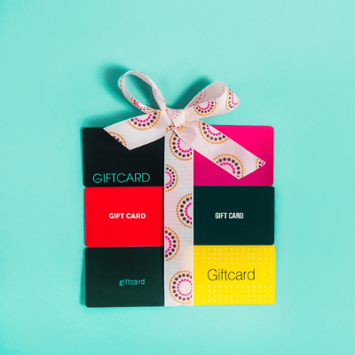 Range of gift cards in a bow